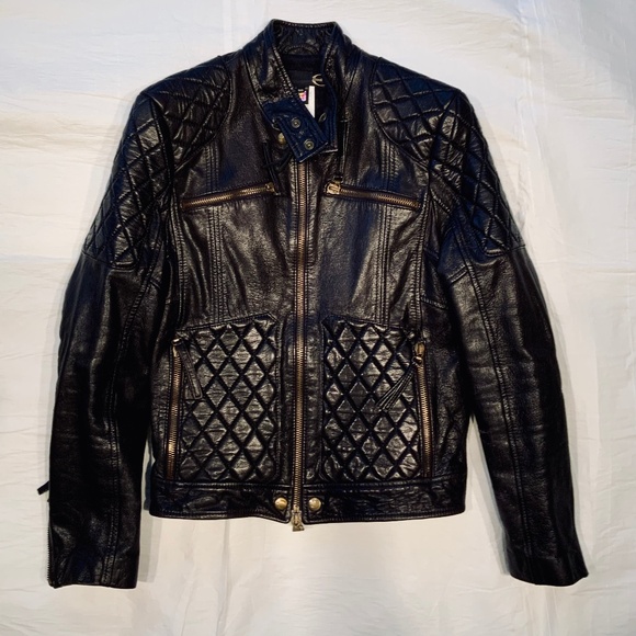 Just Cavalli Ittierre Leather Men's Motorcycle Jacket, size 50, Black - Picture 1 of 8